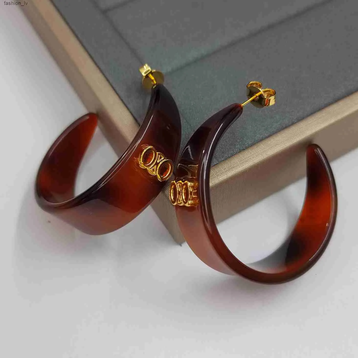 Acrylic earrings Brass designer earrings Hoop Huggie stylish womens jewelry high quality gifts