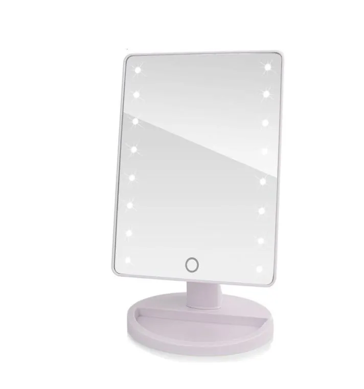 LED Touch SN Makeup Mirror Table Vanity Mirror för smink med 16 LED -lampor Professionell justerbar bänkskiva 180 Roterande9469119