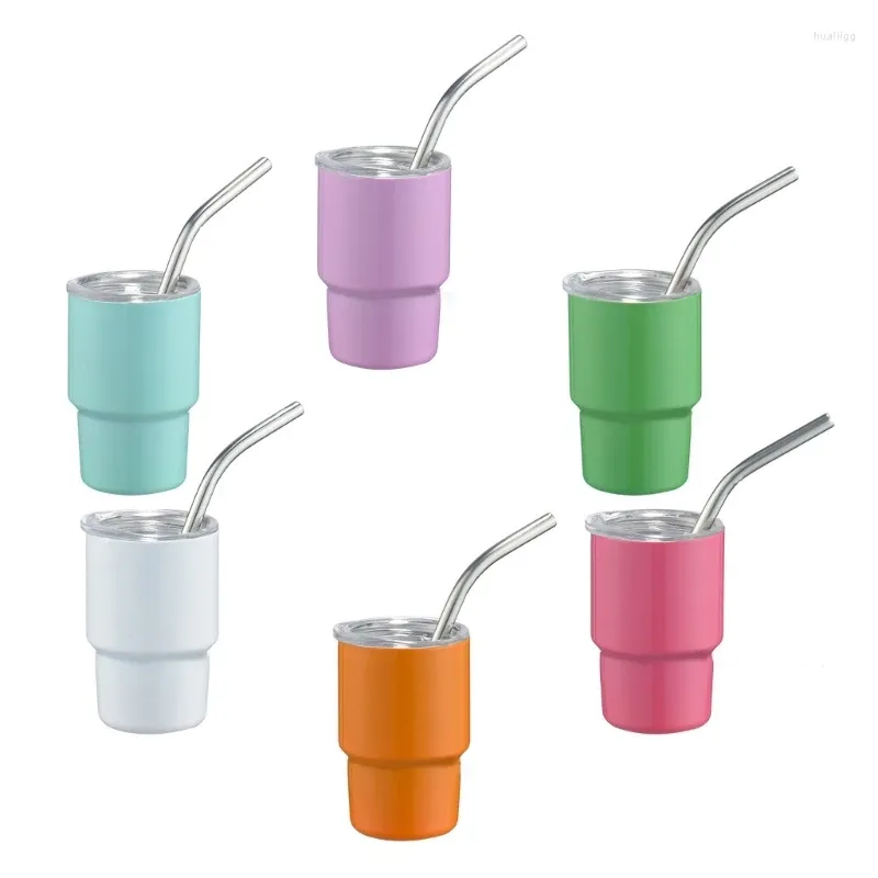 Bouteilles d'eau 6/10pcs tasse de voiture double paroi tasse de voyage isolée mini gobelets avec couvercle en paille