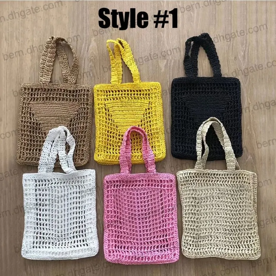 Sacs de Shopping tissés creux en maille, 2Styles de mode, fourre-tout en paille d'été, sac à bandoulière 266R