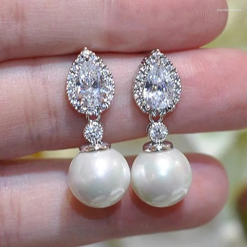 Boucles d'oreilles à clous en forme de poire avec fausse perle, bijoux de luxe pour mariée, mariage, Design moderne, pour femmes, fête