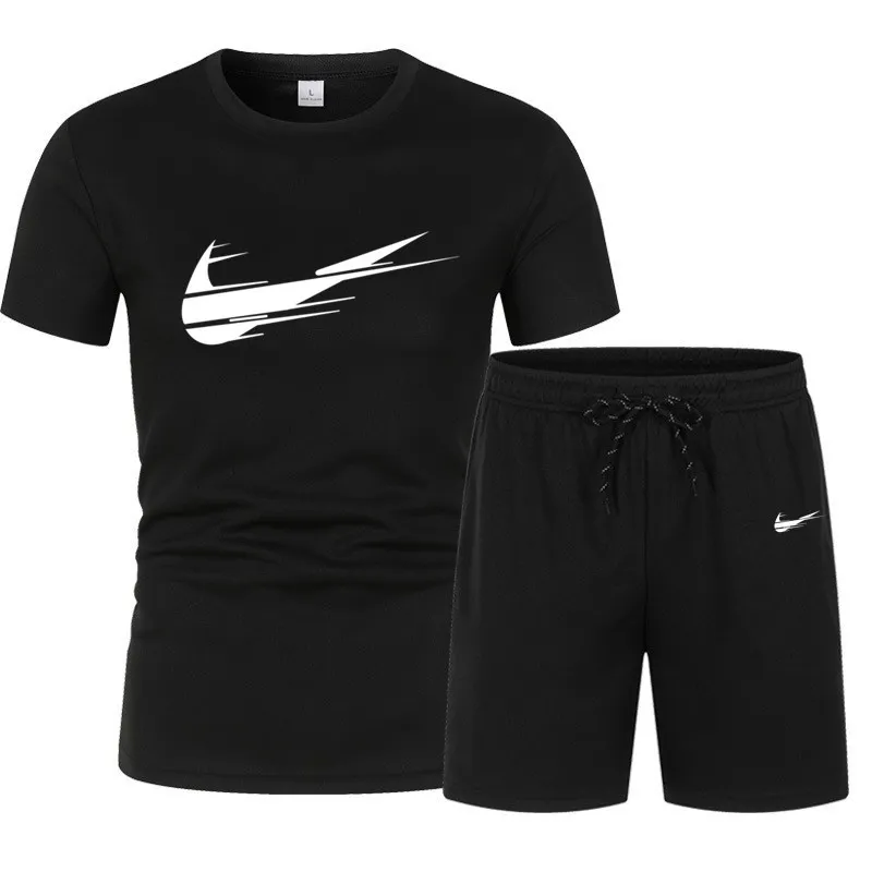 2024 new men's set nk Mesh T shirt shorts two-piece sportswear Fitness training running quick drying T-shirt set