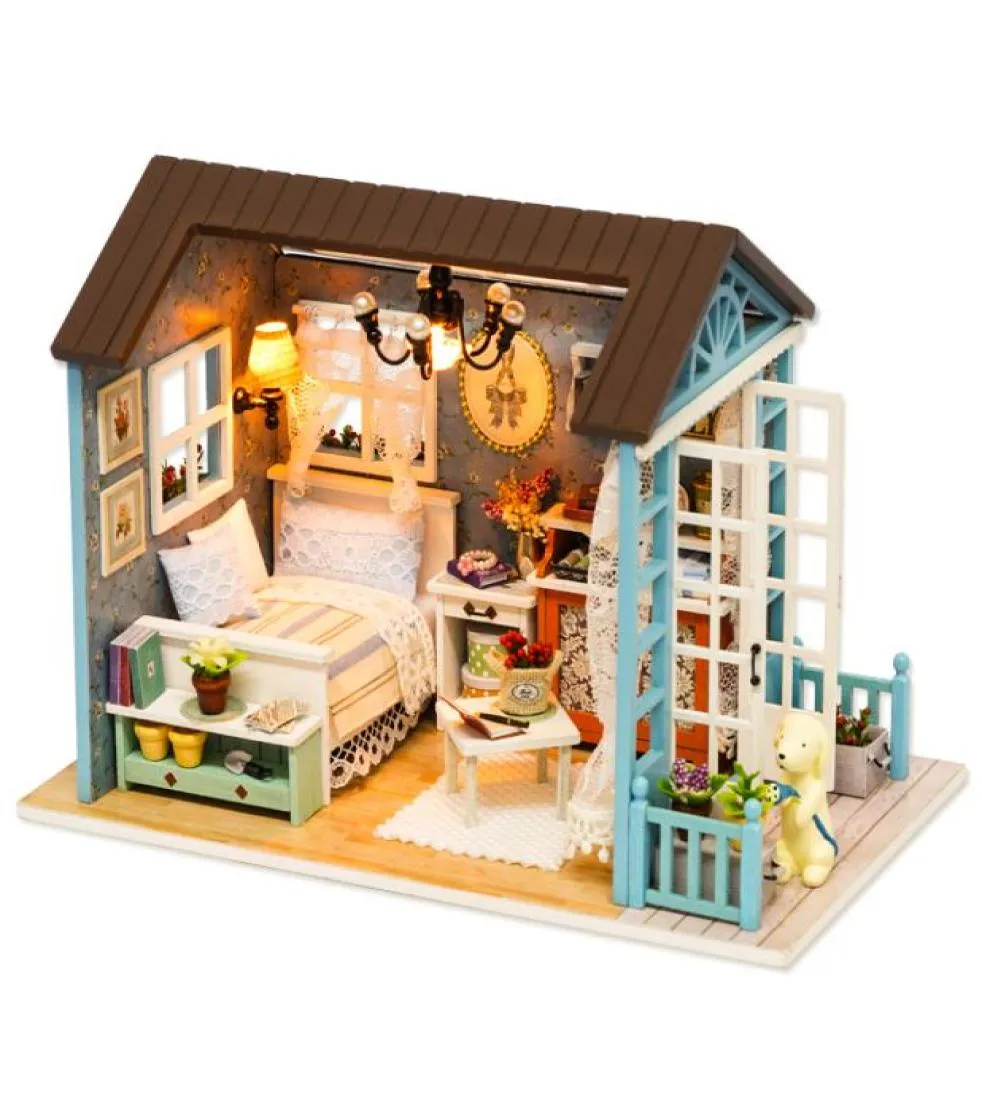 CuteBee Doll House Miniature DIY Dollhouse مع أثاث منزل خشبي Casa Diorama Toys للأطفال هدية عيد ميلاد Z007 2203171696509