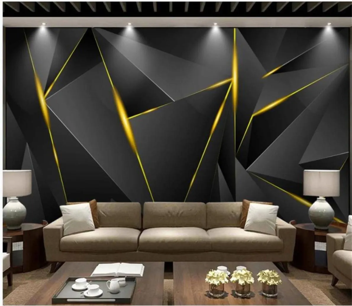 Fondos de pantalla personalizados Fondo atmosférico de oro negro moderno pared de fondo 3D pintura de pared papel tapiz moderno para sala de estar 9820538