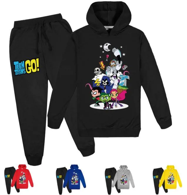 216Y Ensembles de vêtements pour bébé Teen Titans Go Sweat à capuche Hauts Pantalons 2pcs Ensemble Costumes de sport pour enfants Survêtements pour garçons Tenue pour tout-petits Vêtements d'extérieur pour filles 29367665