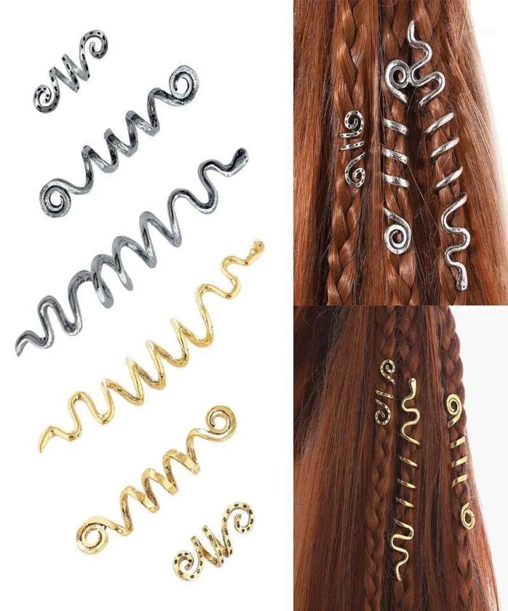 Hårtillbehör Vintage Silver justerbar Viking Dread Braids dreadlock Beard Pärlor manschetterklämmor för ringar kvinnor Men3523637