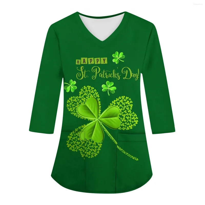 T-shirts voor dames Ierse St. Patrick's Day-kleding Carer'S Top met 7 minuten mouwen Pullover Nationale Ropa De Mujer