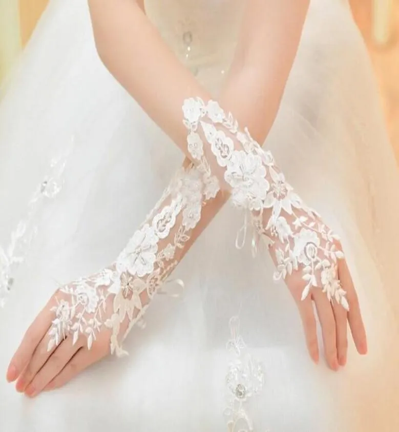 Bellissimi fiori di osso di alta qualità raffinati per auto in pizzo fatti a mano con perline pezzo abito da sposa coreano guanti senza dita da sposa3626076
