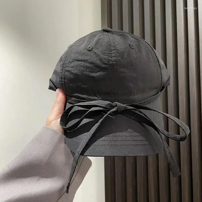 Visors Korean Spring Summer Ins Quick-dry Baseball Cap With Bow Women Leisure Outdoor Casual Solid Color Sunscreen Female