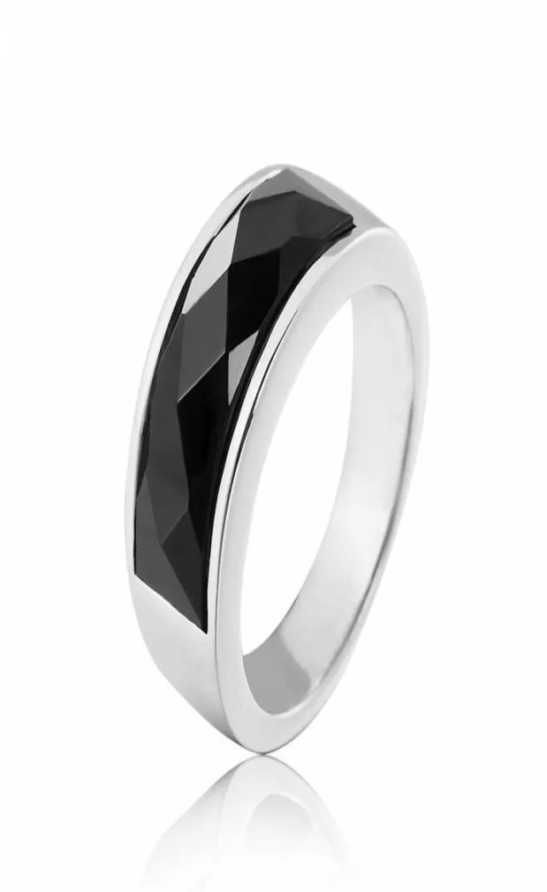 Pierścionki ślubne 2021 Black Color Crystal Stone for Women Men luksusowe wzory 8 mm biżuteria ze stali nierdzewnej Drezno