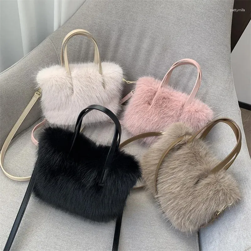 Evening Bags 2024 Autumn And Winter Furry Bag Simulated Fur Crossbody Shoulder Strap High-end Tote Handbag Bolso De Mujer Drop