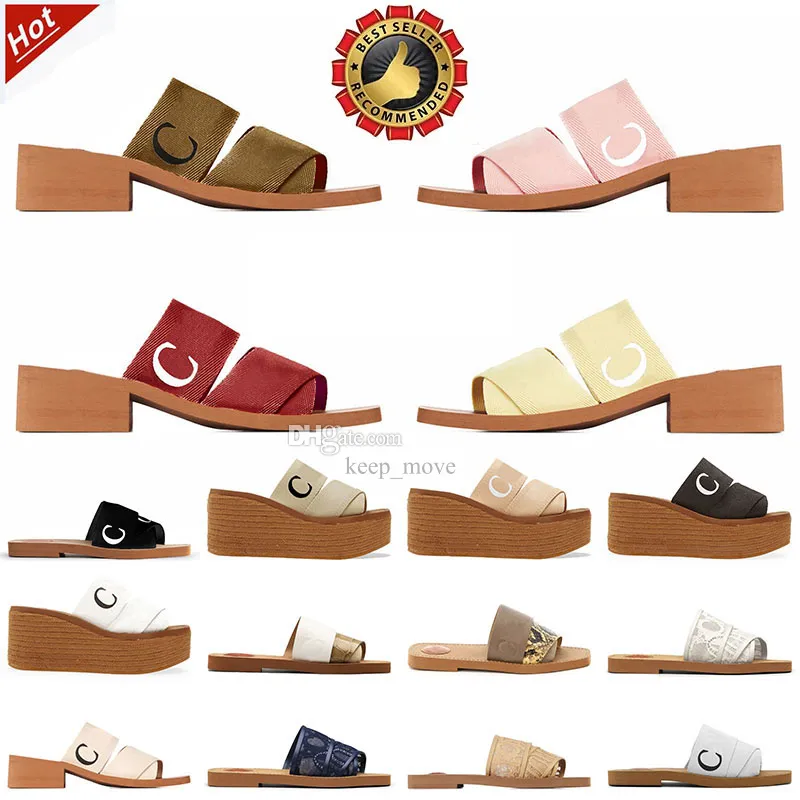 Designer-Luxus-Sandalen, berühmte Canvas-Damen-Plattform, flache Flip-Hausschuhe, Woody Mule Slides, Mila Cloud, weiche Schuhe, Leinen bestickt, High Heel Sandale Sliders Größe