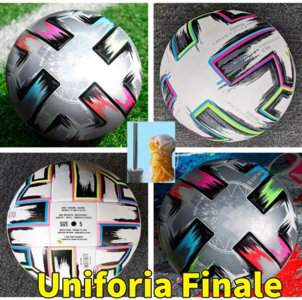 Высочайшее качество 20 Евро Кубка размера 5 Футбольный мяч 2021 European Uniforia Finale Final KYIV Полиуретановые гранулы противоскользящие футбольные высокого класса 4500266