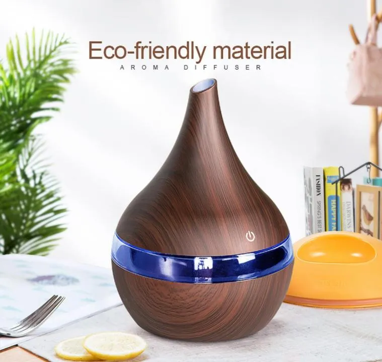 New 300ml USB Electric Aroma air diffuser wood Ultrasonic air humidifier Essential oil cool mist maker for home 9094954