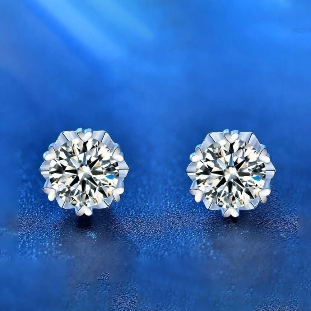 Bijoux Moissanite, boucles d'oreilles Vvs en argent Sterling 925, 0,5ct 1ct, or blanc, avec certificat Gra