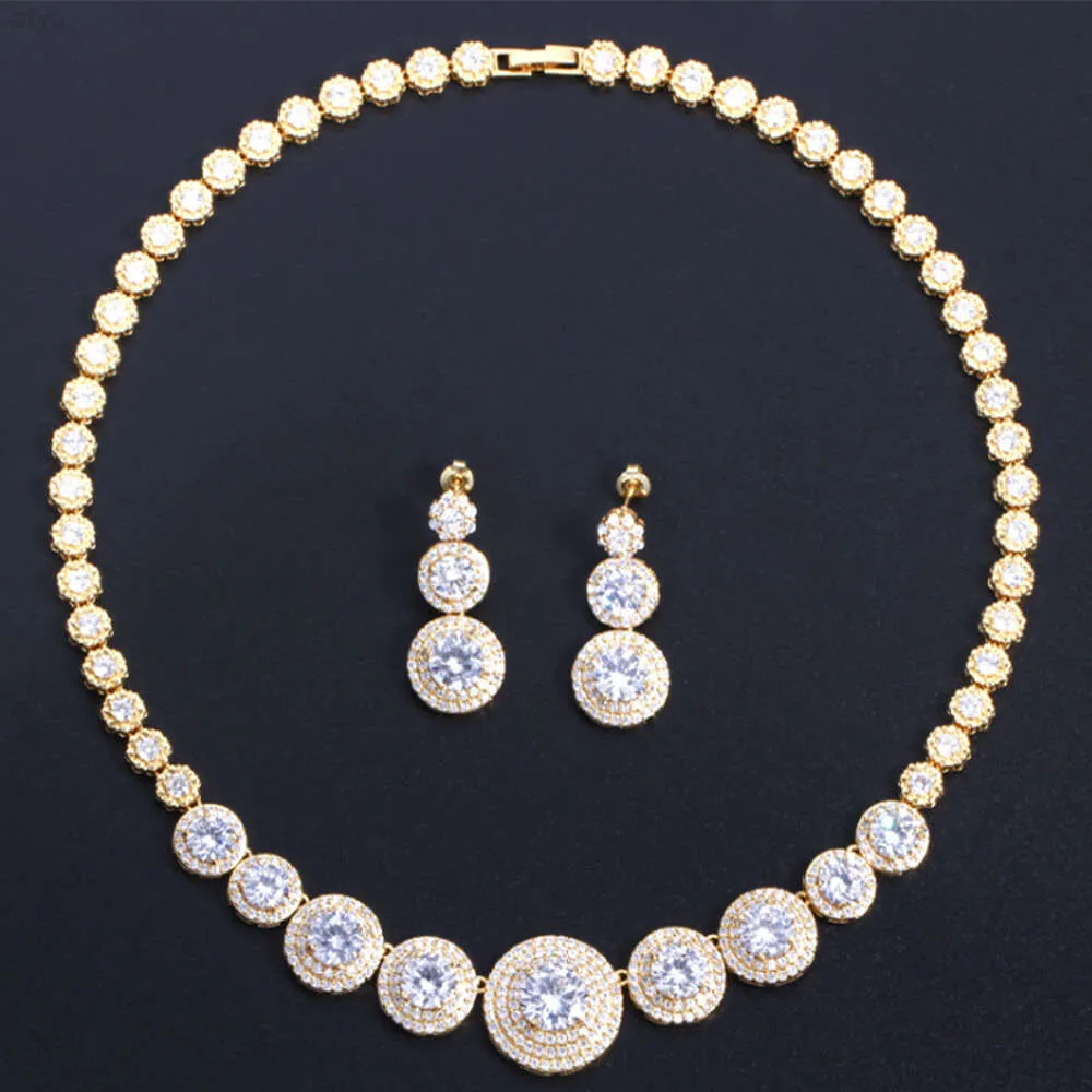 Luxe vergulde cz stenen set sieraden 24k