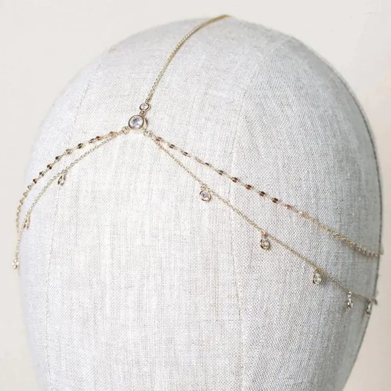 Haarspangen, eleganter Kopfschmuck, Kopfketten-Accessoire, Boho-Stil, Strass für Braut, doppelschichtig