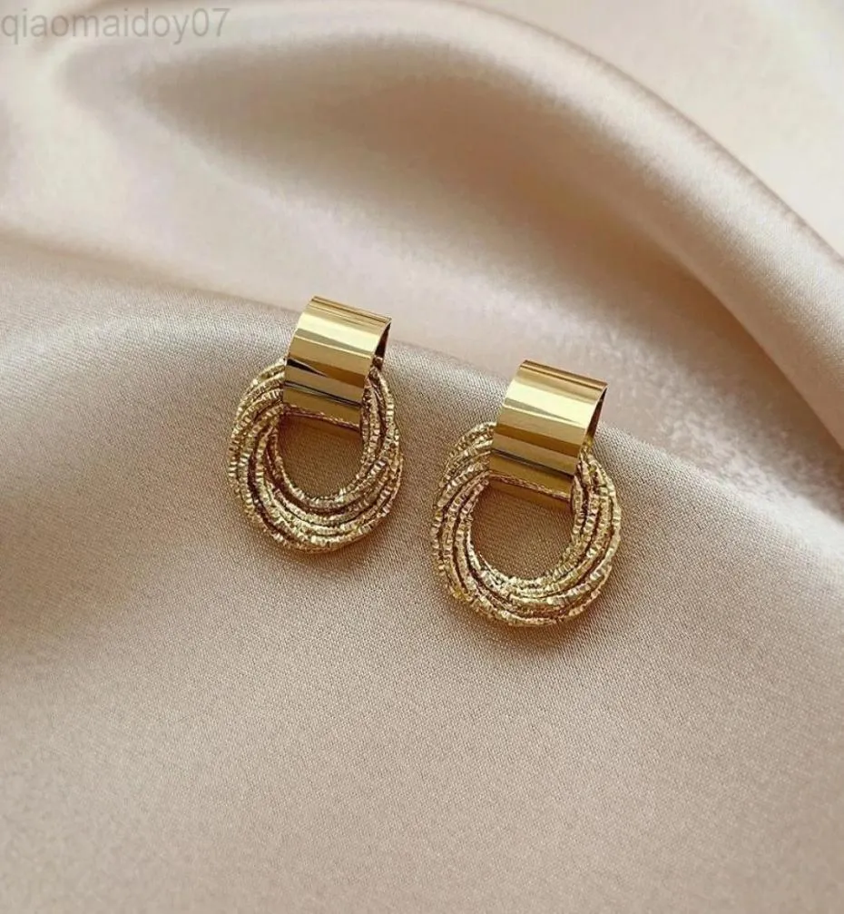 Retro Metallic Gold Color Circle Earrings For Women Girls 2022 Trend Korean Fashion Wedding Couple Party Earring Jewerly Gift L2209387380