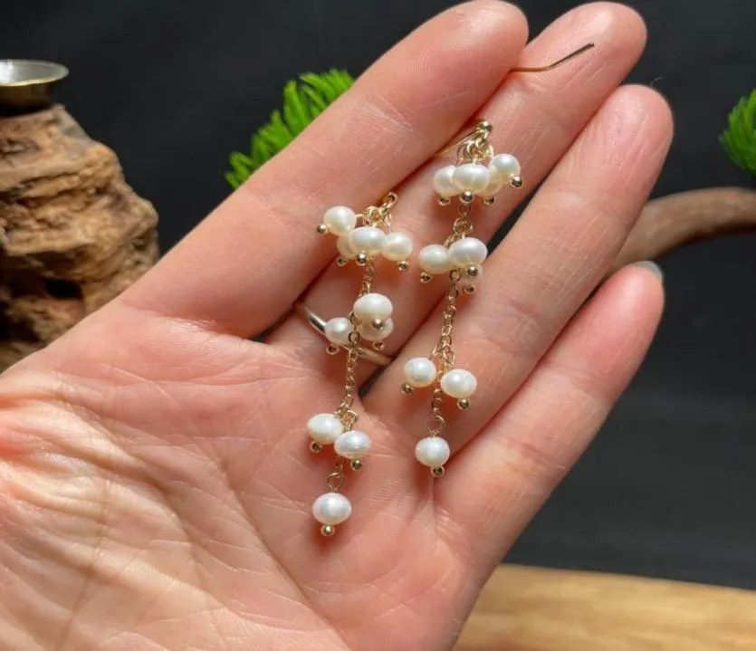 Dangle Chandelier Baroque Pearl Earrings Accessories Charms Jewelry Real 925 Silver Gifts Chinese White Luxury Fashion Beaded Vi7222600