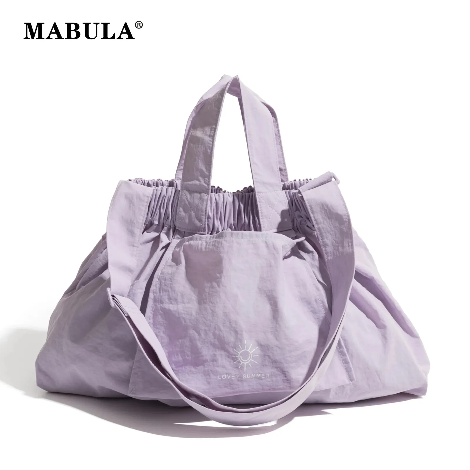 Mabula Nylon Solid Color Shoulder Bag For Woman Simple Female Liten Hobo Purse Stylish Lightweight Ladies Tote Handbag 240305