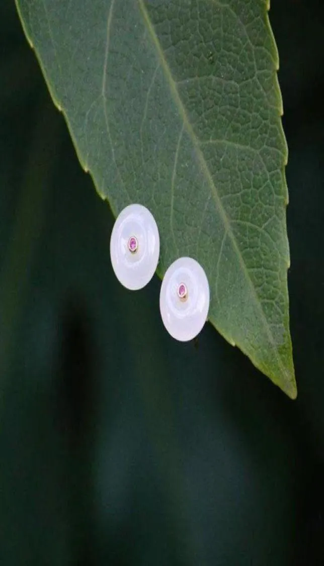 Dingle ljuskrona 2021 original oberoende design inlagd zirkon naturlig Hetian White Jade örhängen Enkel och söt silver juvel8169879