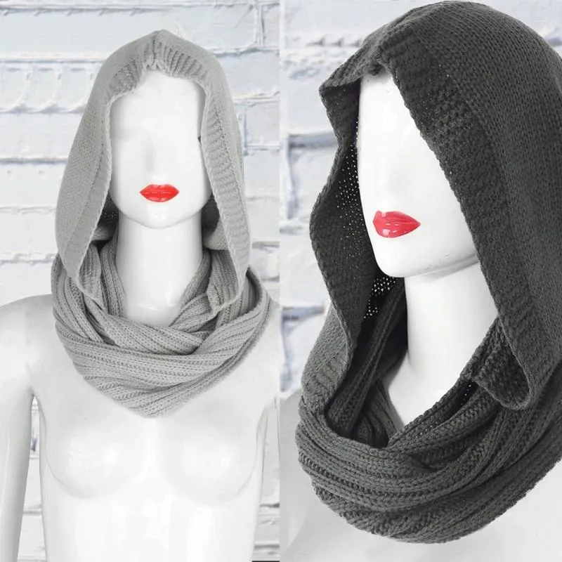 Зимние женские шарфы, толстая вязаная резинка в рубчик для бесконечного круга, шарф с петлей, свободная шапка с напуском, ветрозащитная шапка с черепом, шаль
