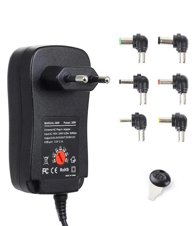 312V 30W 21A ACDC Adapter zasilacza uniwersalne adaptery ładowarki z 6 wtyczkami regulowane napięcie regulowane adaptera474139059747