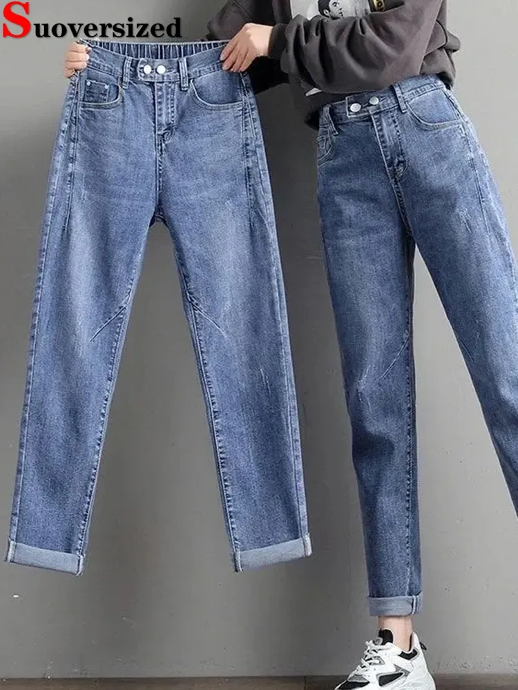 Jeans Vintage High Waist Oversize 7XL AnkleLength Jeans Stretch Baggy Denim Pants Casual Woman Spodnie Harem Pantalones Femme Hosen