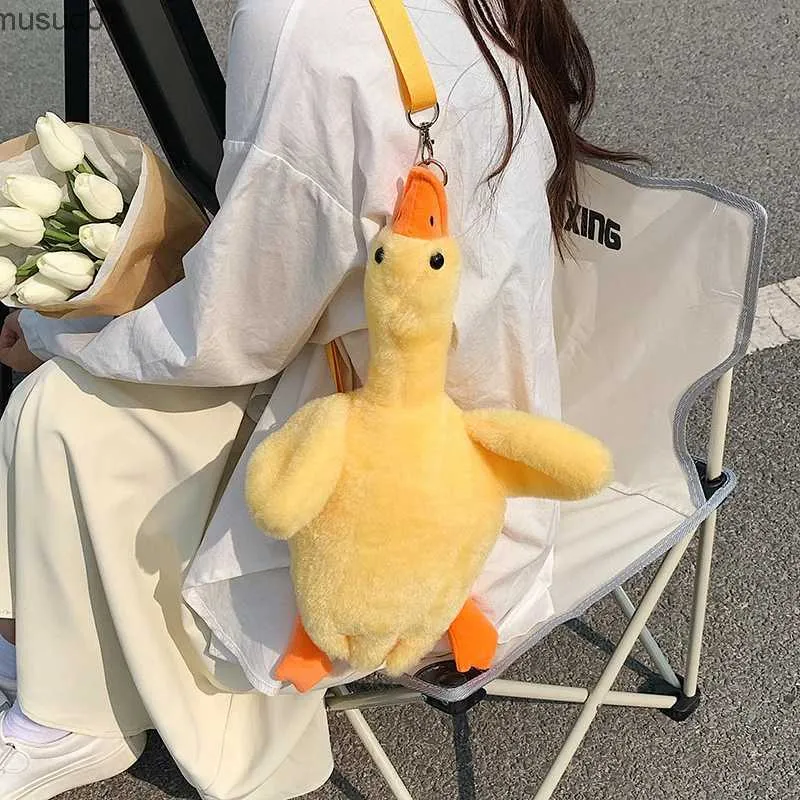 Mignon grand canard en peluche sac de messager animaux de bande dessinée en forme de sacs à bandoulière en peluche bandoulière pour enfants fille cadeaux L2403