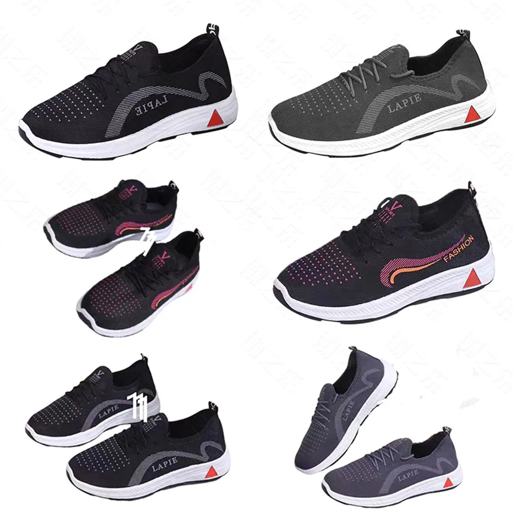 Nieuwe zachte zool antislip midden- en ouderenvoetmassage wandelschoenen, sportschoenen, hardloopschoenen, enkele schoenen, heren- en damesschoenen grijs zwart 37