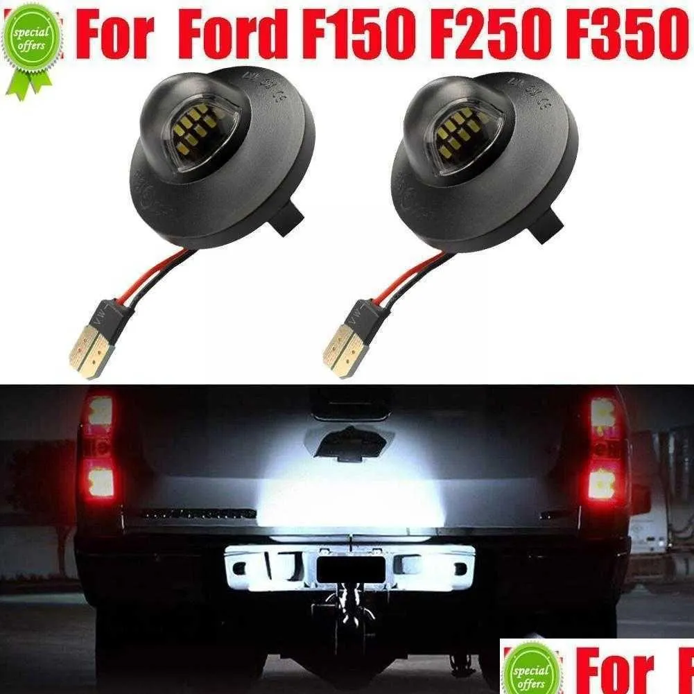Decorative Lights New License Plate Light 2Pcs Led Tag Lamp Assembly For Ford F150 F250 F350 12V 6000K P3T7 Drop Delivery Automobiles Dhi6D