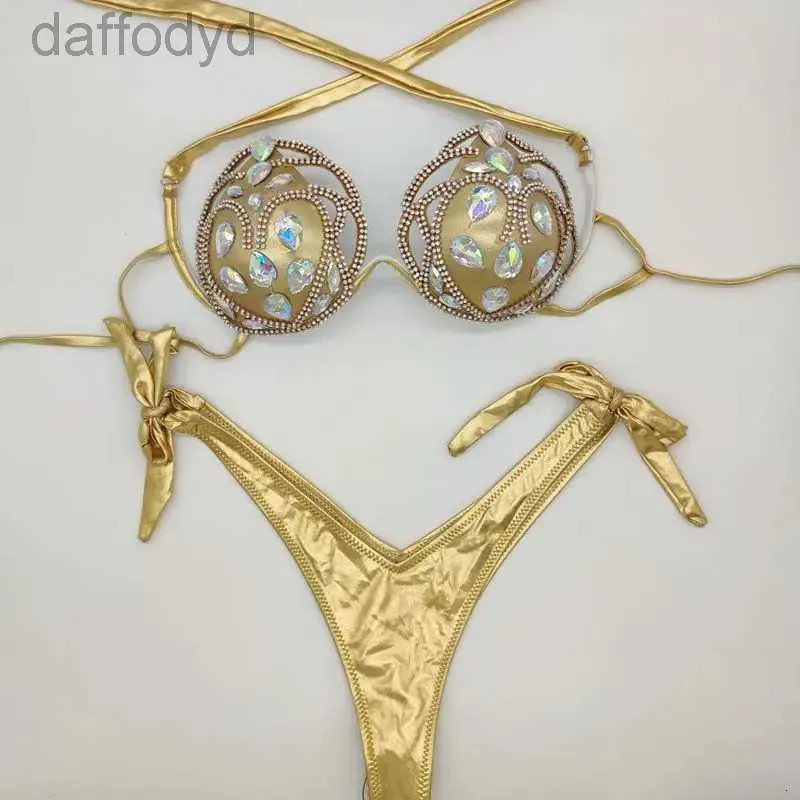 Costumi da bagno da donna con diamanti scollati bikini con strass costumi da bagno sexy da donna push up costume da bagno costumi da bagno da spiaggia 240109 240307