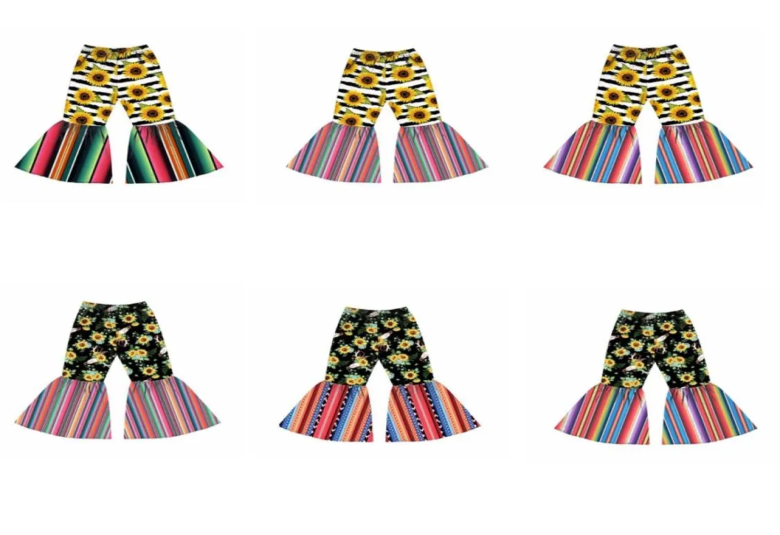 6 стилей расклешенные брюки для девочек, детские брюки-клеш с принтом, детские брюки с эластичным поясом, повседневные брюки с цветочным принтом для малышей GGA34156160131