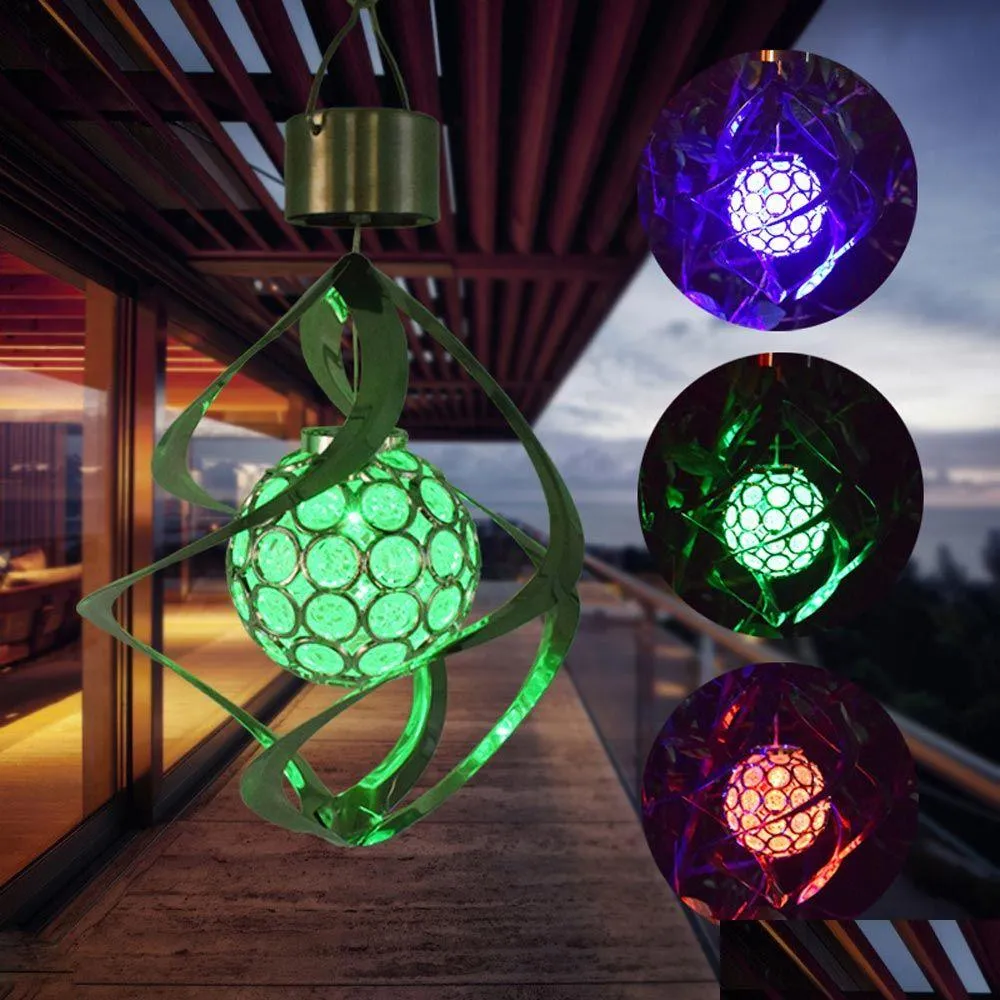 Altre luci a LED Lampade a luce solare a LED Hang Ball 7 Luci da giardino che cambiano colore Lampada da prato per esterni Paesaggio Lampada da parete Drop Delivery Ligh Dhetv