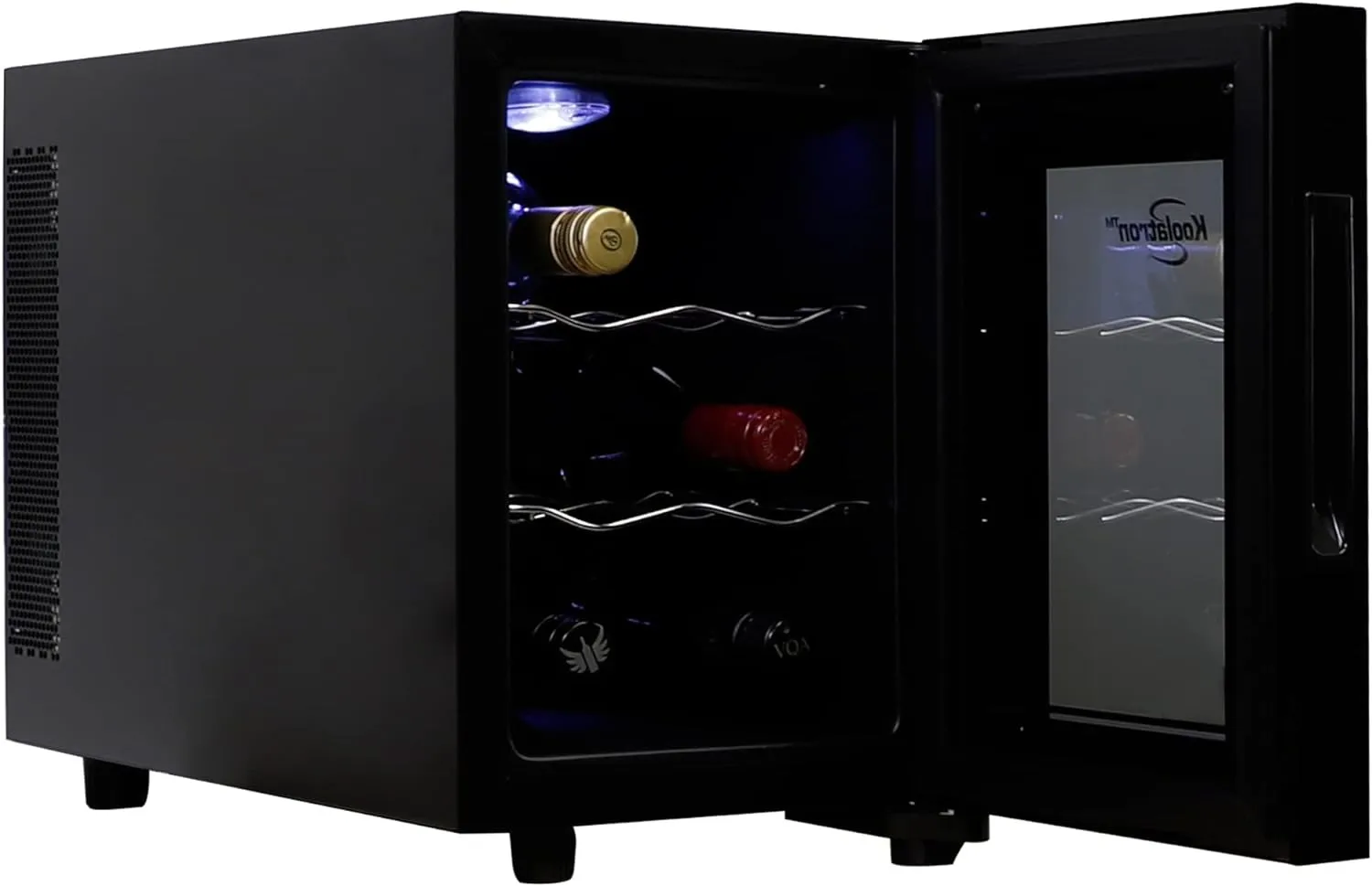 Koolatron 6 Şişe Şarap Soğutucu, Siyah, Termoelektrik Şarap Buzdolabı, 0.65 Cu. ft. (16L), bağımsız şarap mahzeni, kırmızı, beyaz ve köpüklü şarap depolama küçük mutfak için