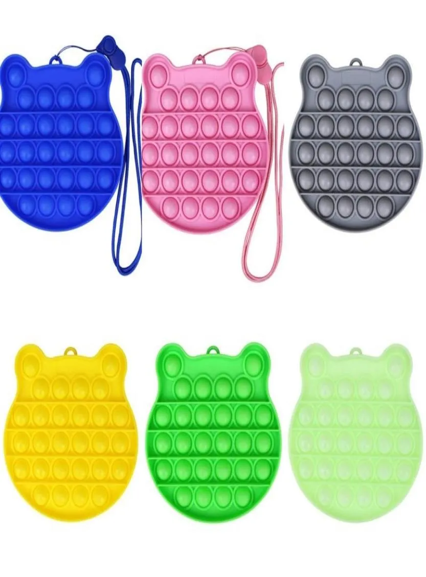 Porte-clés Simple avec corde, jouet, lanière, Push It, bulle en Silicone, dessin animé, à pression sensorielle, pendentif de sac, 9942791