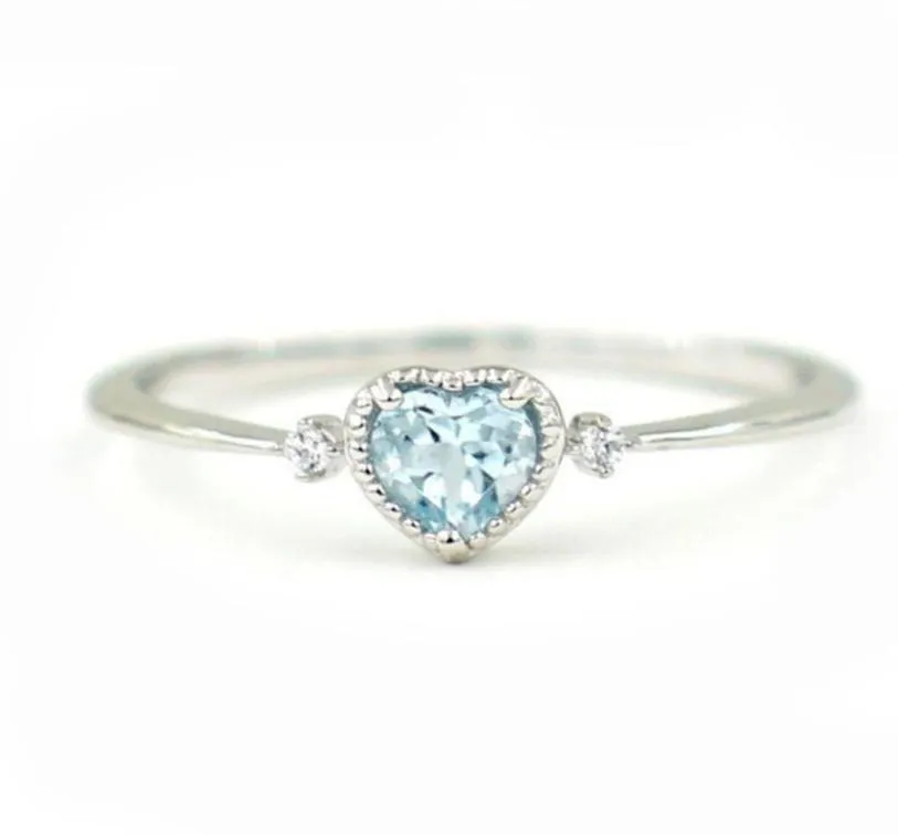 Anneaux de mariage belle cristal bleu Women039s bague de fiançailles mince bijoux de mariée élégante femme Girl5787478