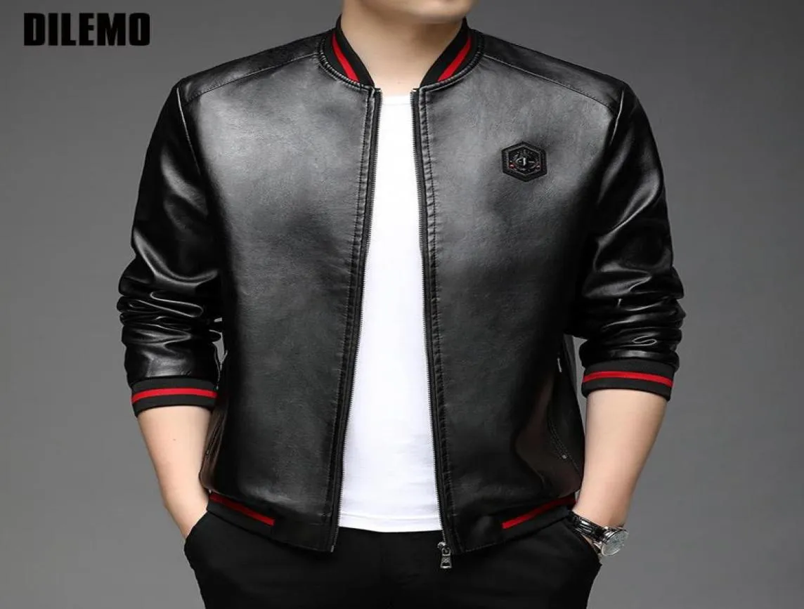 Men039s Jassen 2022 Hoogwaardige Nieuwe Merk Designer Casual Mode Klassieke Biker Faux Pu Mode Leren Jas Mannen Punk Rock Coa7681377