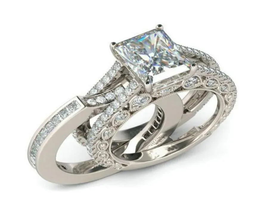 Pierścienie ślubne Loredana moda luksus romantyczny biały złoty cyrkon Pierścień 925 znaków dla mężczyzn i kobiet 2024307