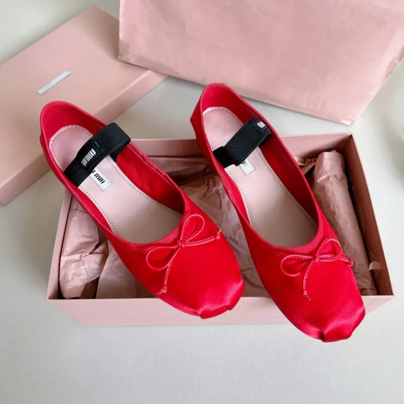 Women Ballet Flats shoe Designer Dance Shoes Woman Single Shoe ballerinas mm Platform Bowknot Shallow flat sandals for women Loafers