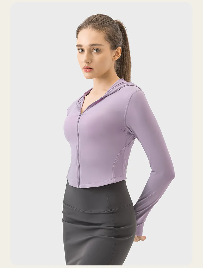 Jouez à Lu Yoga Tenues à manches longues à manches longues Cramed Suncreen Cream Girl Style Zip Fiess Upf50 + Gym Top de vêtements de sport M mantes d'entraînement Vêtements Femme