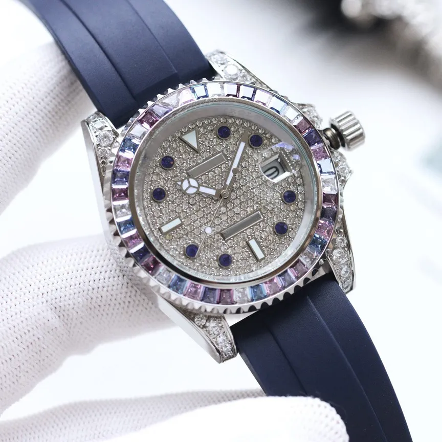 Luxury brand Mechanical men's watch Master quality Automatic movement with diamonds 40mm Mineral super mirror pit scratch RLX