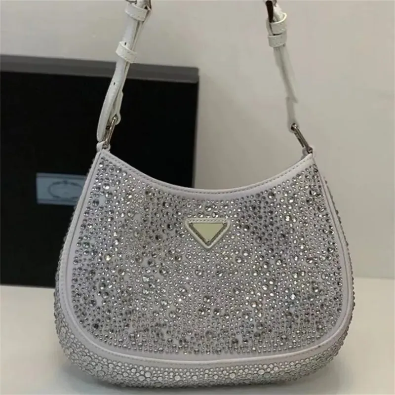 Borsa a mano di lusso con strass glitter P triangolo borsa a tracolla con tracolla rosa scintillante donna