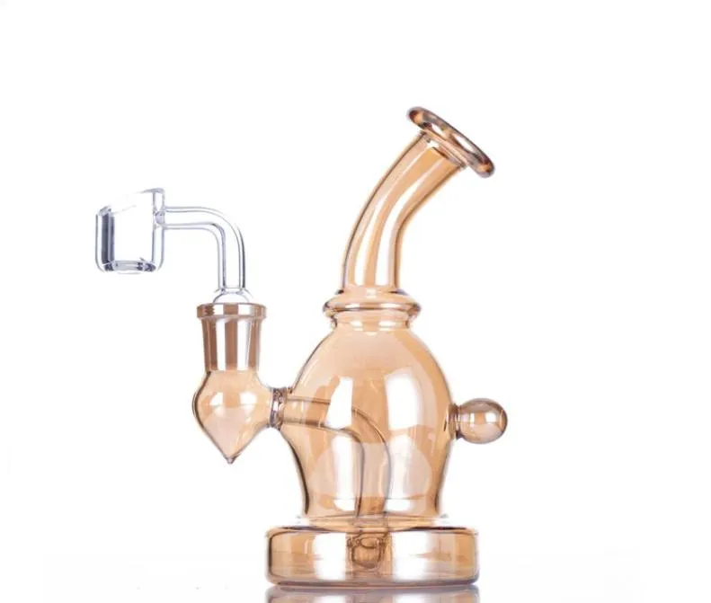 67quot Glass Water Bong Golden Fumed Dab Rig Smoking Pipe015665083