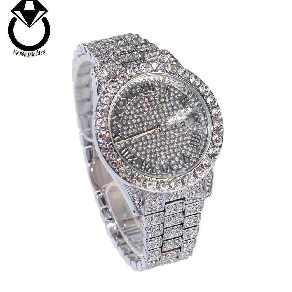 Herenhorloge high-end volledig diamant waterdicht quartz horloge hiphop punk mode grote wijzerplaat