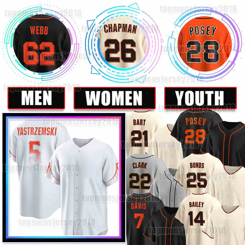 Giants Baseball Jersey: Yastrzemski, Posey, Chapman, Wade, Webb