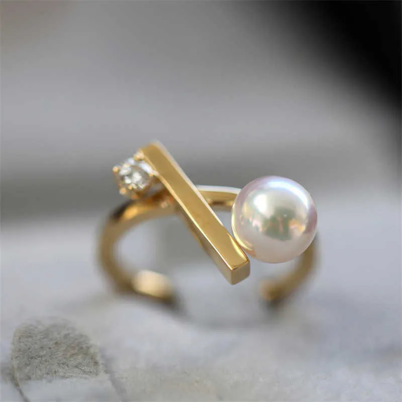 DIY Pearl Accessories 18K Gold Clad Copper Thick Plated T-Family Cross Balance Wood Jewelry ring Semi finished 6-9.5mm t Jewelry ring