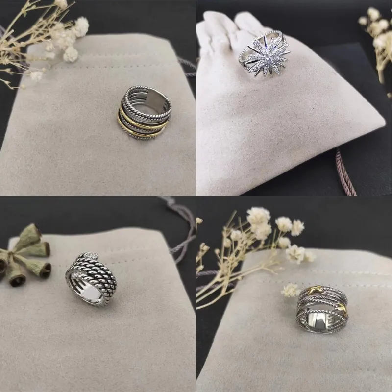 Vintage-Ring aus plattiertem Silber, Schmuck für Männer, Kabeldraht, luxuriöser Dy-Diamantring, verheiratete Alltagsringe für Frauen, nicht anlaufend, Persönlichkeit, Geburtstagsparty-Geschenk zh147 E4