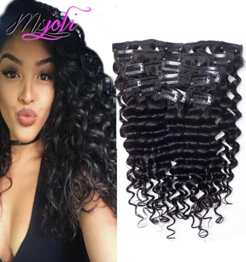 Brazilian Unprocessed Deep Wave Curly 1028 Inch Clip in Hair Extensions 7Pcs 140g Full Head Peruvian Remy Human Hair6000423