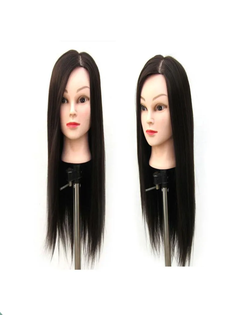 Tête de mannequin 24quot avec cheveux, fibre haute température, tête de formation pour coiffeur, tête de cosmétologie, support de pince de table Inc3931873